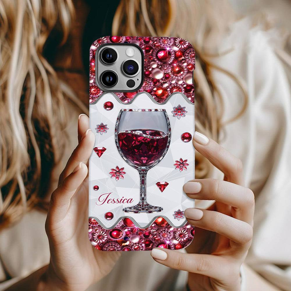 Einfach ein Mädchen, das Wein liebt – Personalisierte Handyhülle mit Weinmotiv