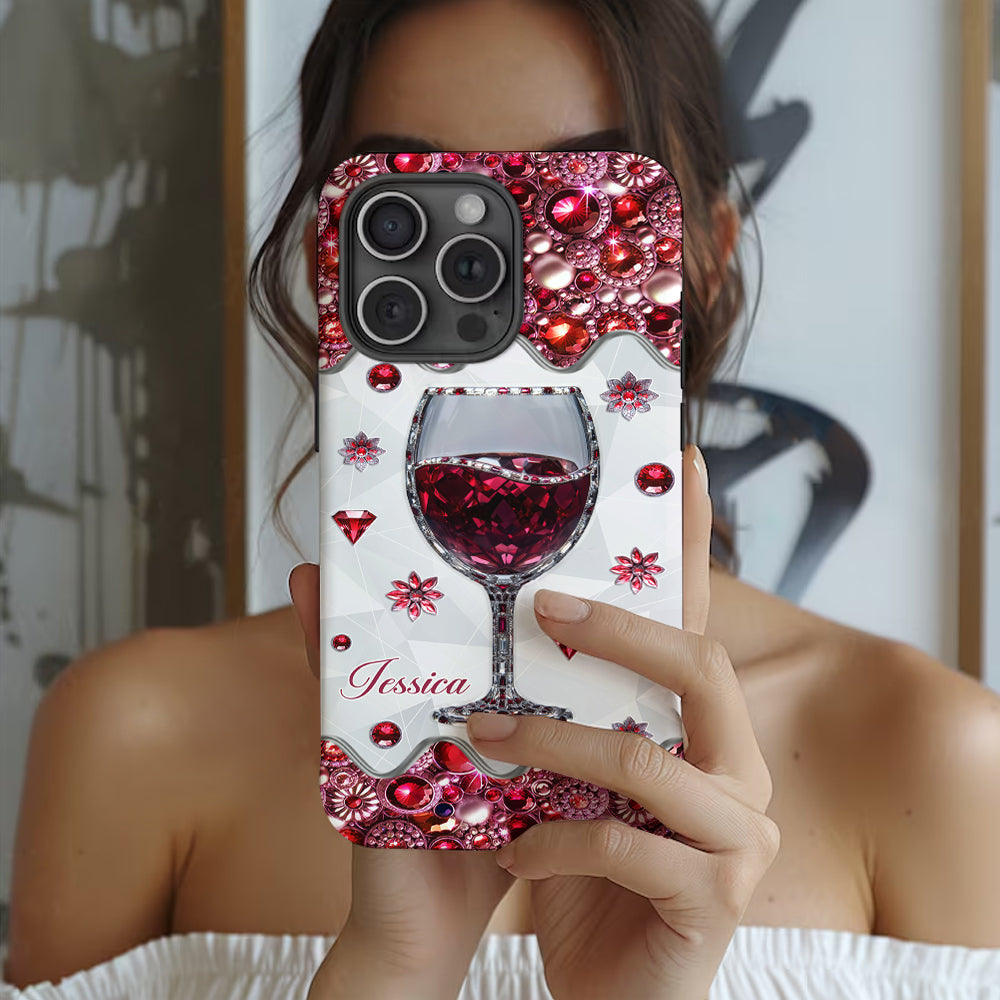 Einfach ein Mädchen, das Wein liebt – Personalisierte Handyhülle mit Weinmotiv
