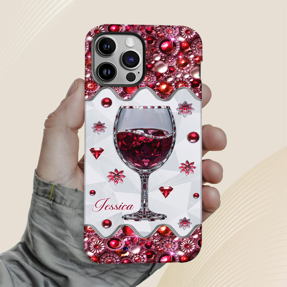 Einfach ein Mädchen, das Wein liebt – Personalisierte Handyhülle mit Weinmotiv