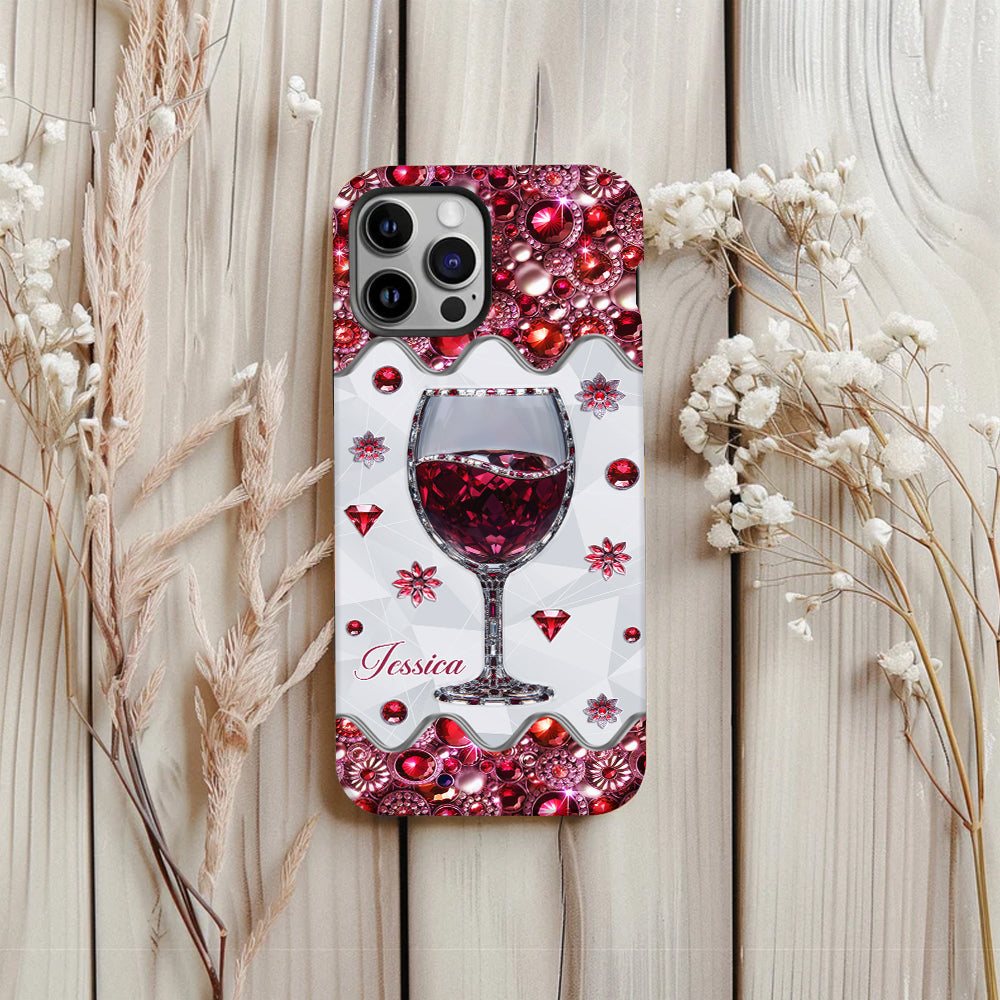 Einfach ein Mädchen, das Wein liebt – Personalisierte Handyhülle mit Weinmotiv