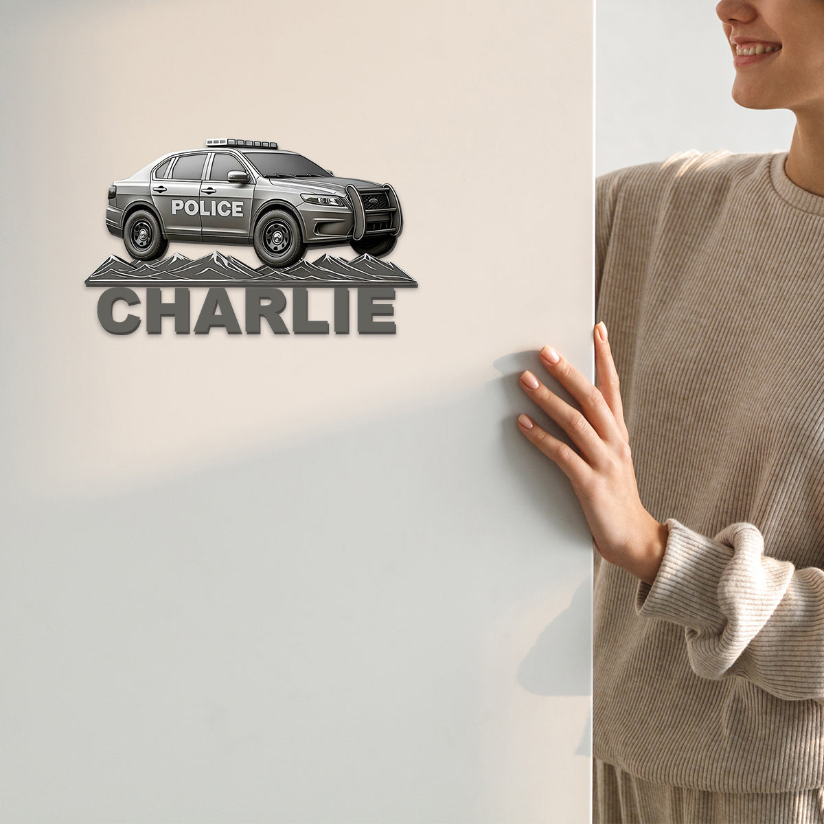Je conduis la Wee Woo Car - Aimant personnalisé pour policier