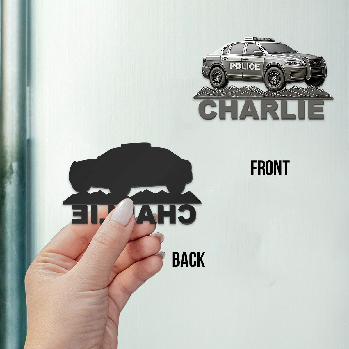 Je conduis la Wee Woo Car - Aimant personnalisé pour policier