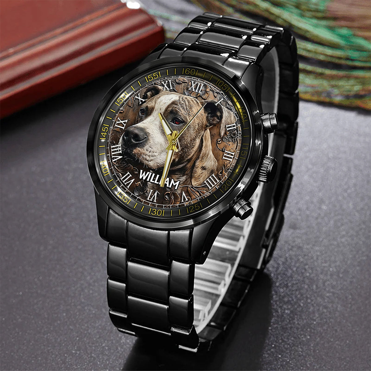 Montre-bracelet personnalisée pour chien Pitbull robuste