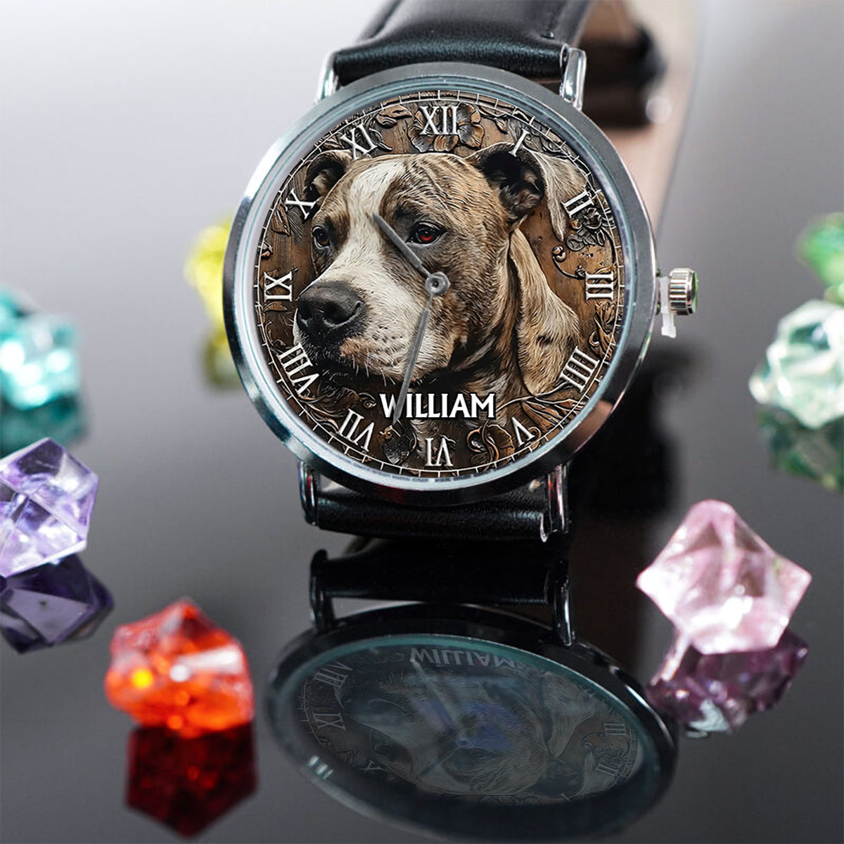 Montre-bracelet personnalisée pour chien Pitbull robuste