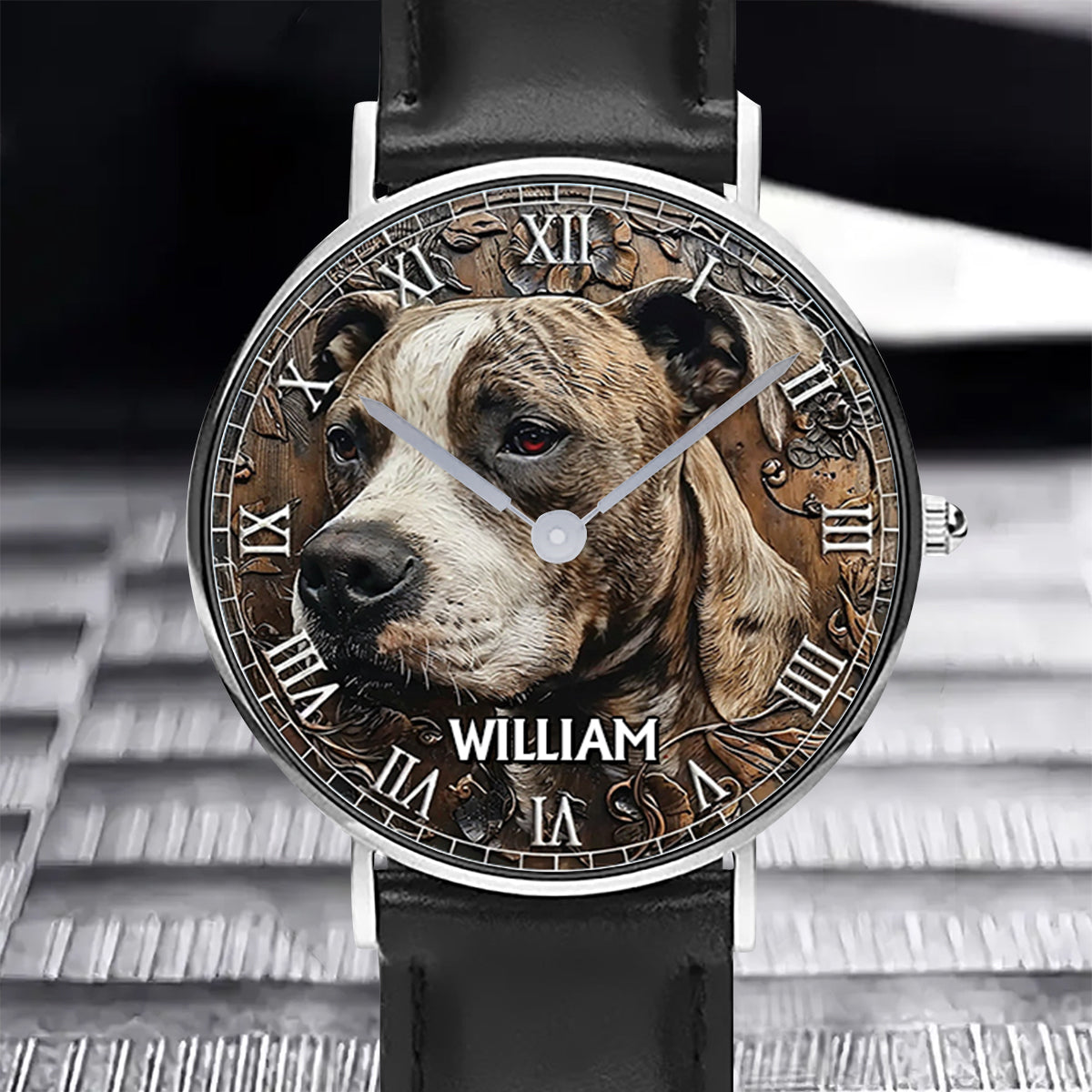 Montre-bracelet personnalisée pour chien Pitbull robuste