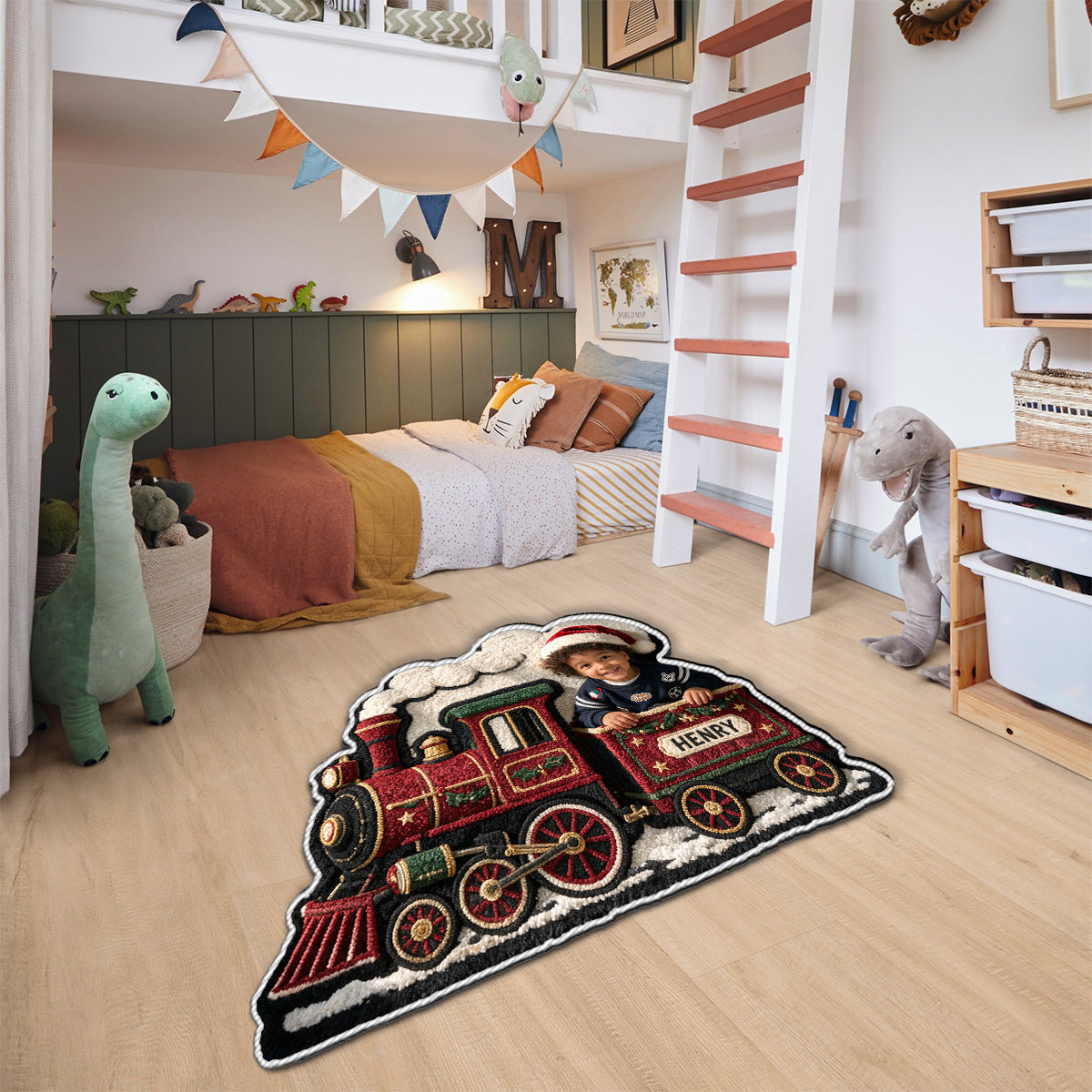 Christmas Train - Personalized Kid Non-Slip Tufted Rug