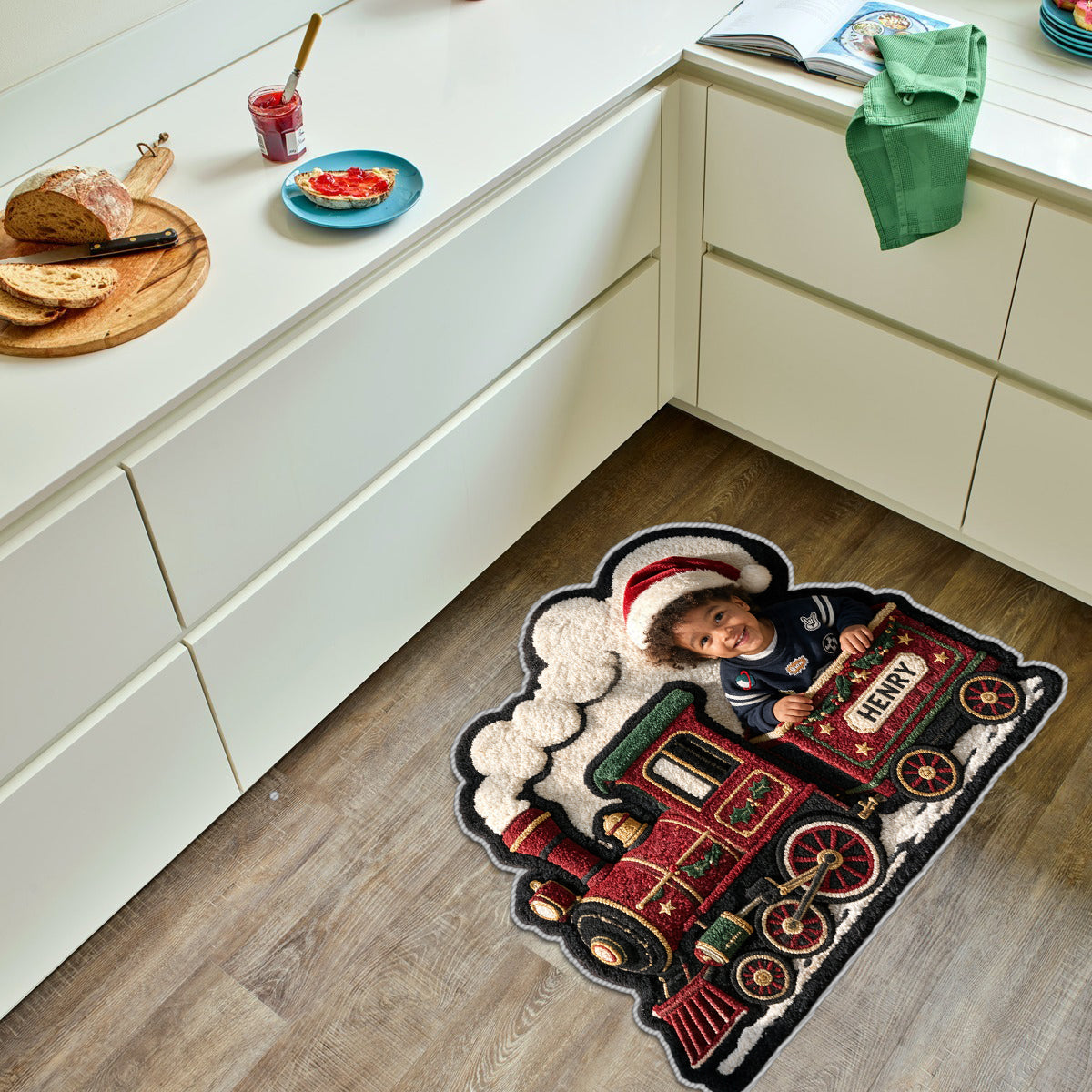 Christmas Train - Personalized Kid Non-Slip Tufted Rug