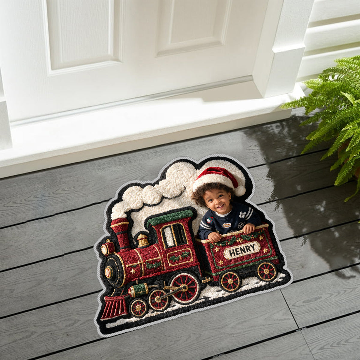 Christmas Train - Personalized Kid Non-Slip Tufted Rug