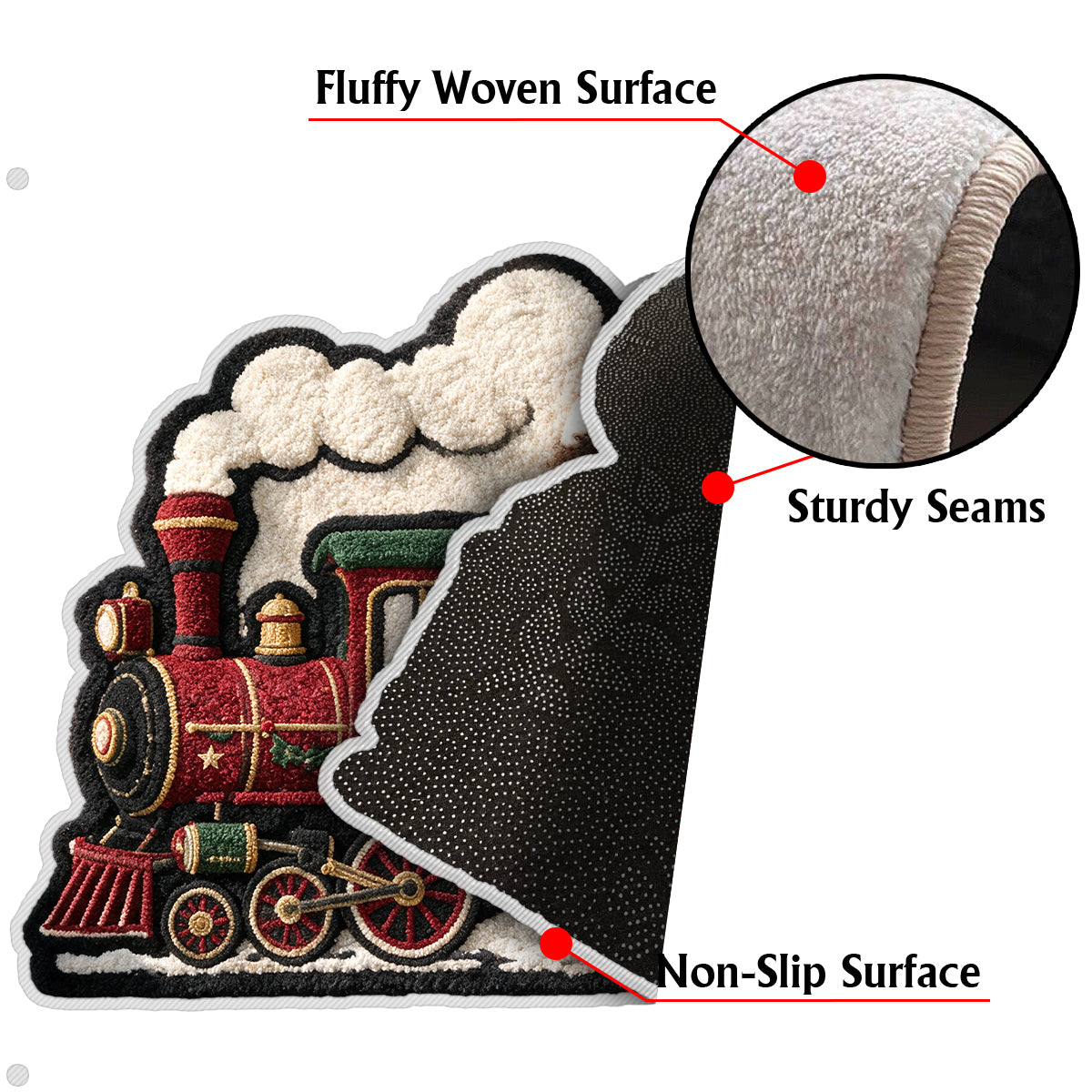 Christmas Train - Personalized Kid Non-Slip Tufted Rug