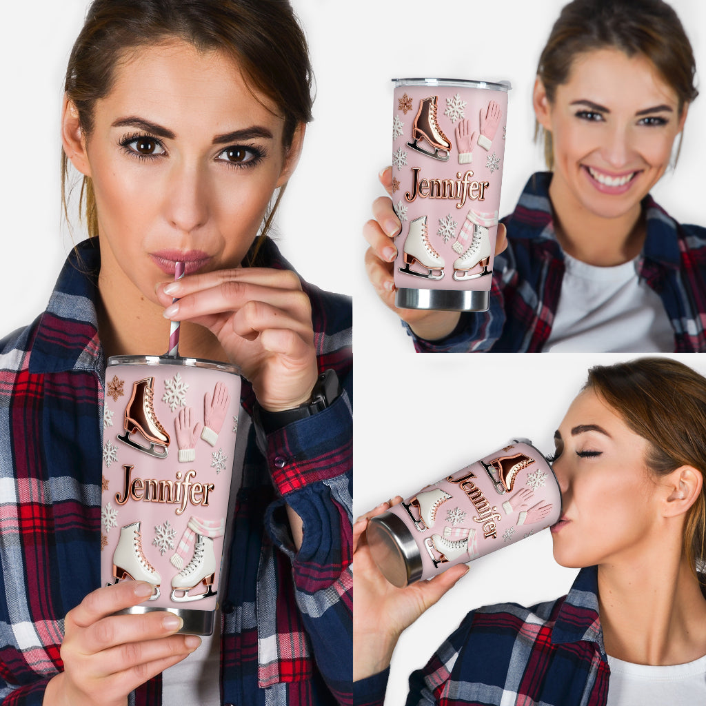 Ice Skating Makes Me Happy - Personalized Ice Skating Tumbler