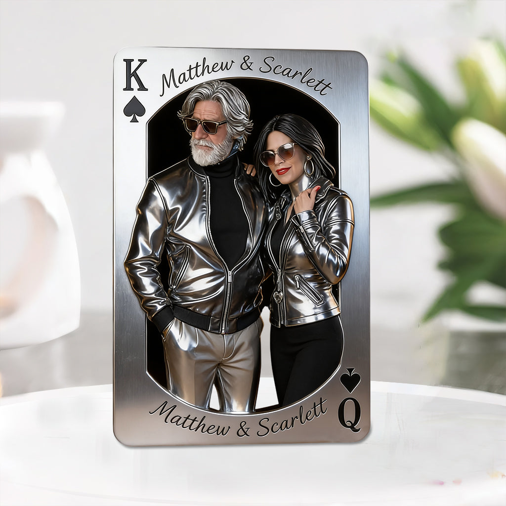 Plaque Acrylique Personnalisée - Roi et Reine de Cartes à Jouer