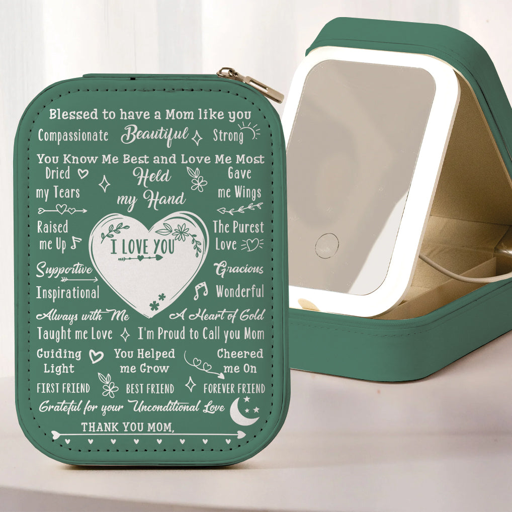 To My Mom - Personalized Mother Jewelry Box With LED Mirror