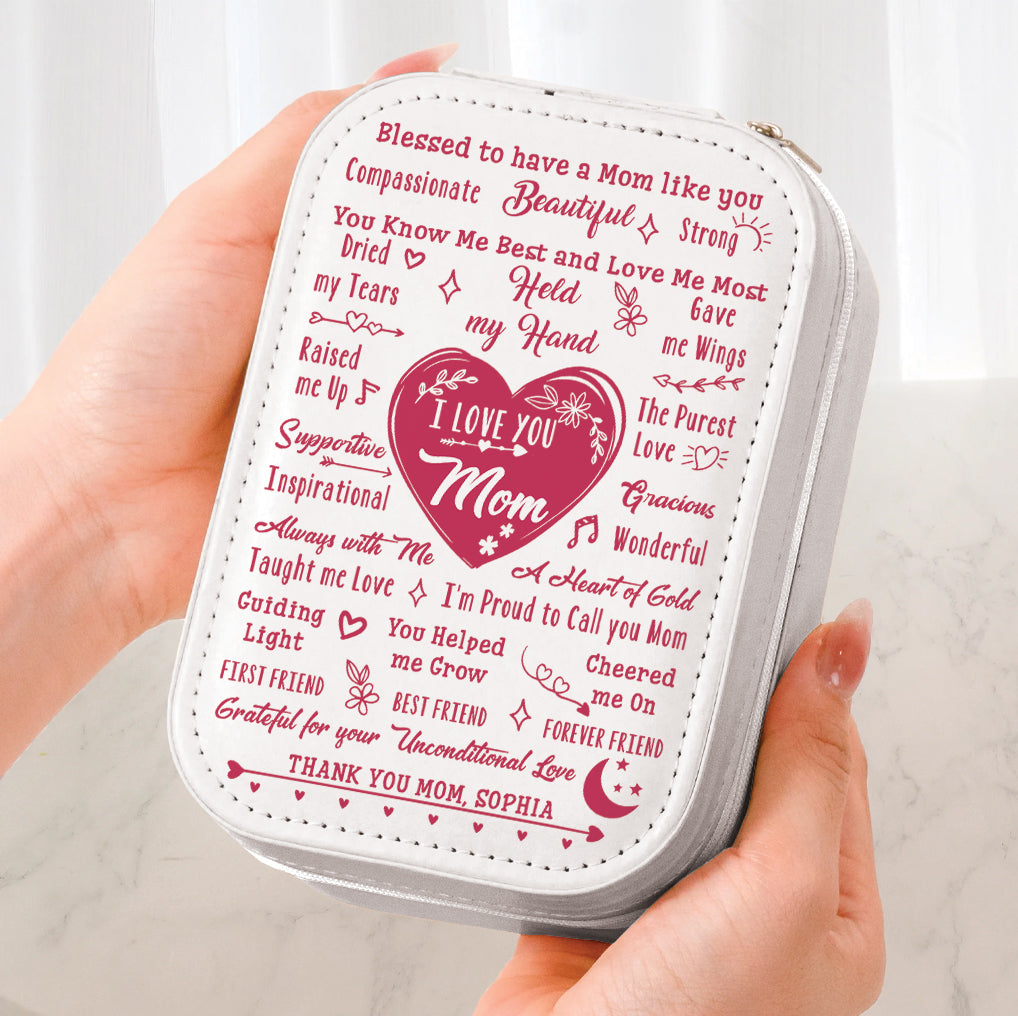 To My Mom - Personalized Mother Jewelry Box With LED Mirror