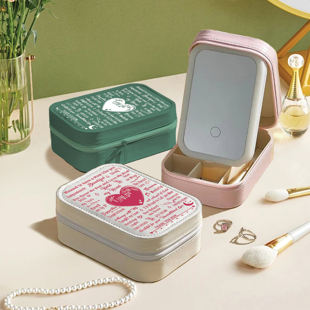 To My Mom - Personalized Mother Jewelry Box With LED Mirror