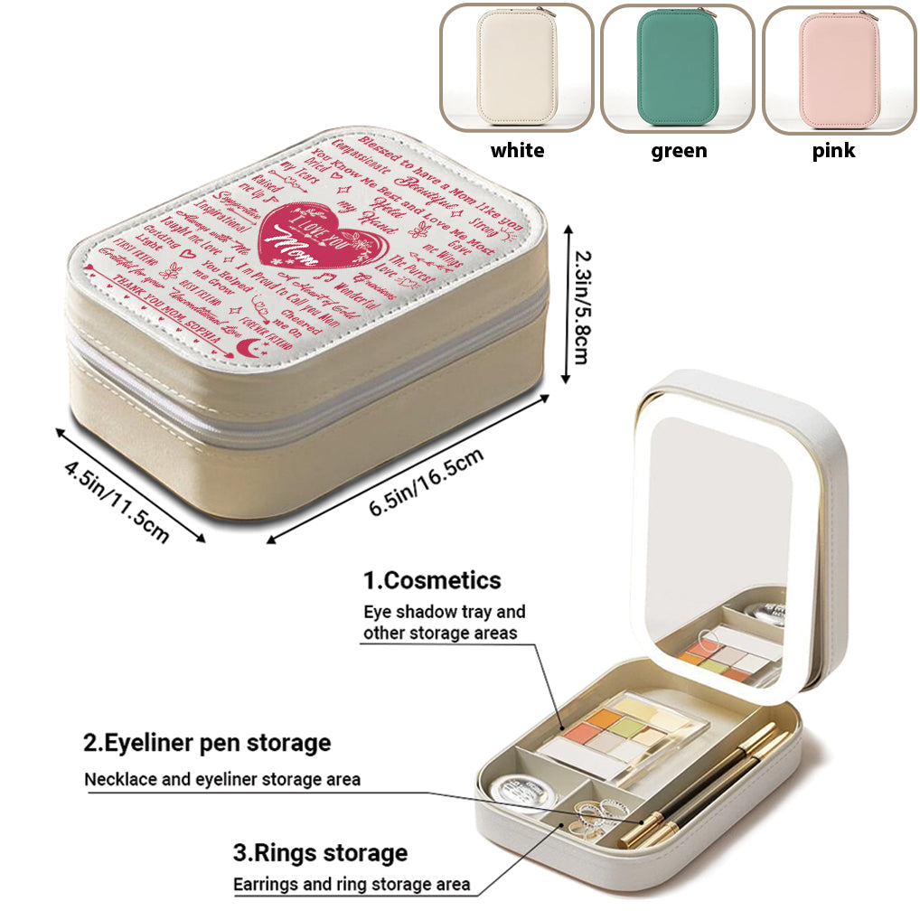 To My Mom - Personalized Mother Jewelry Box With LED Mirror