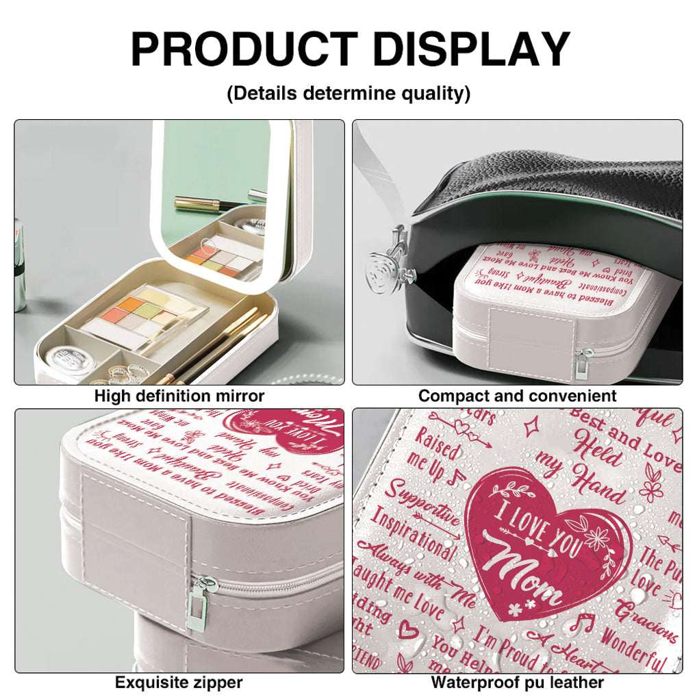 To My Mom - Personalized Mother Jewelry Box With LED Mirror
