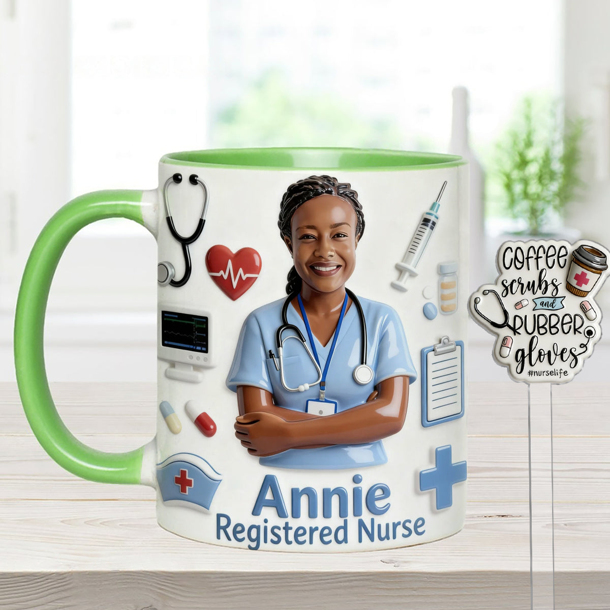Vie d'infirmière - Mug personnalisé avec agitateurs en acrylique