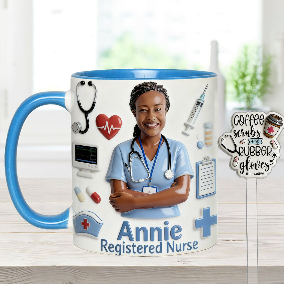 Vie d'infirmière - Mug personnalisé avec agitateurs en acrylique