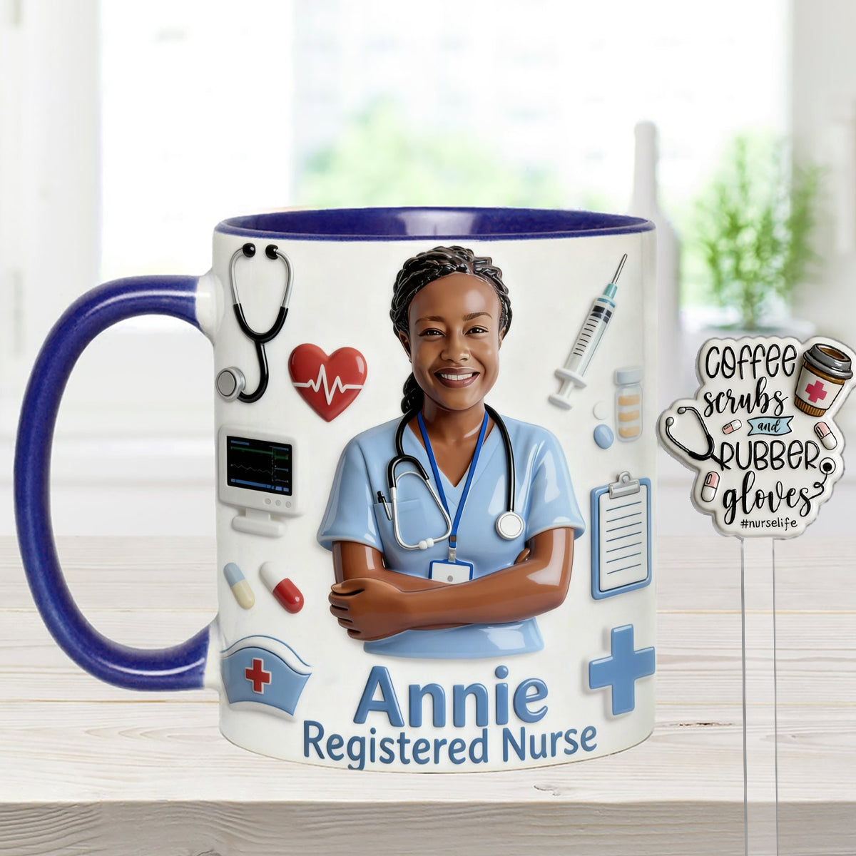 Vie d'infirmière - Mug personnalisé avec agitateurs en acrylique