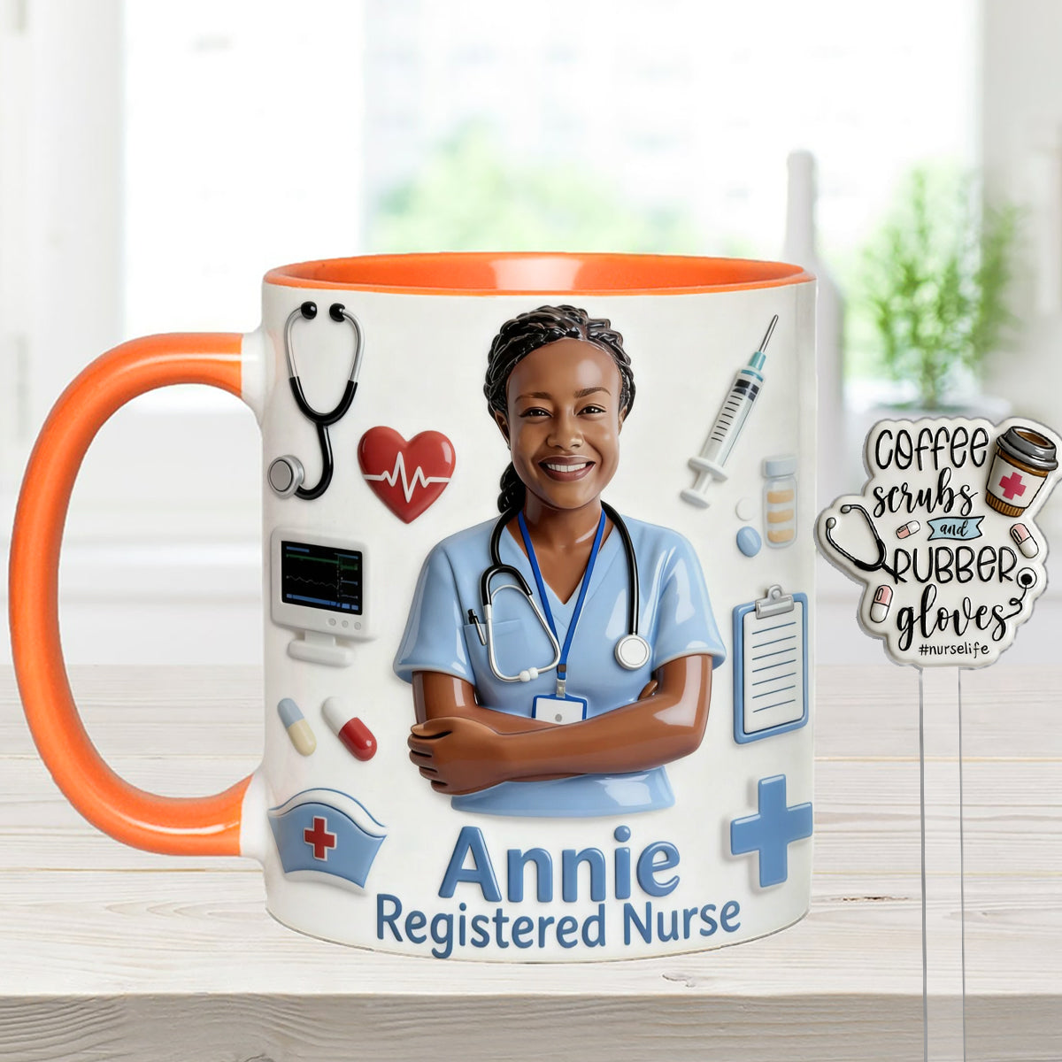 Vie d'infirmière - Mug personnalisé avec agitateurs en acrylique
