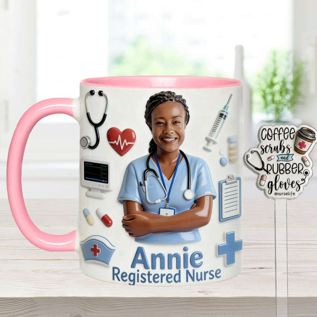 Vie d'infirmière - Mug personnalisé avec agitateurs en acrylique