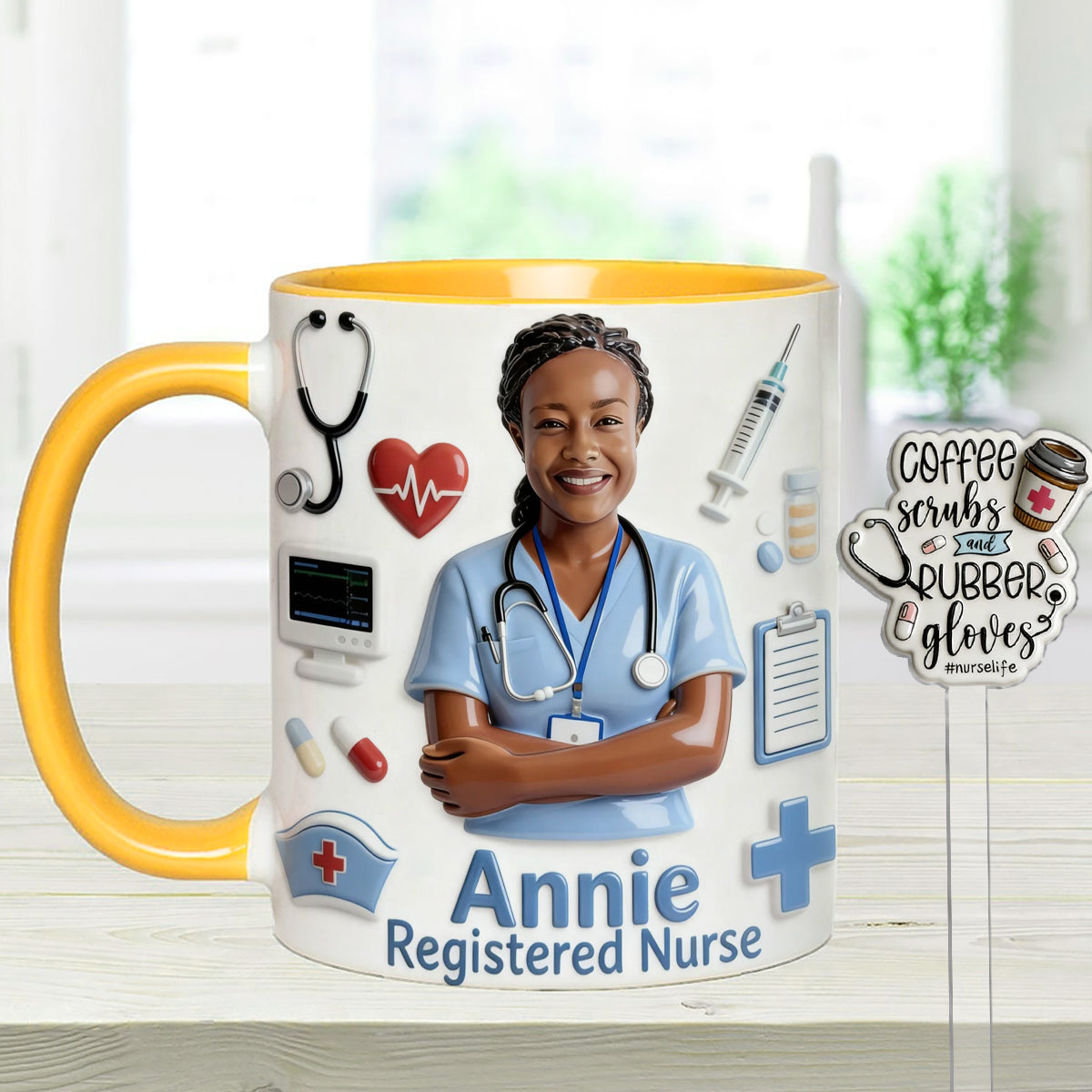 Vie d'infirmière - Mug personnalisé avec agitateurs en acrylique
