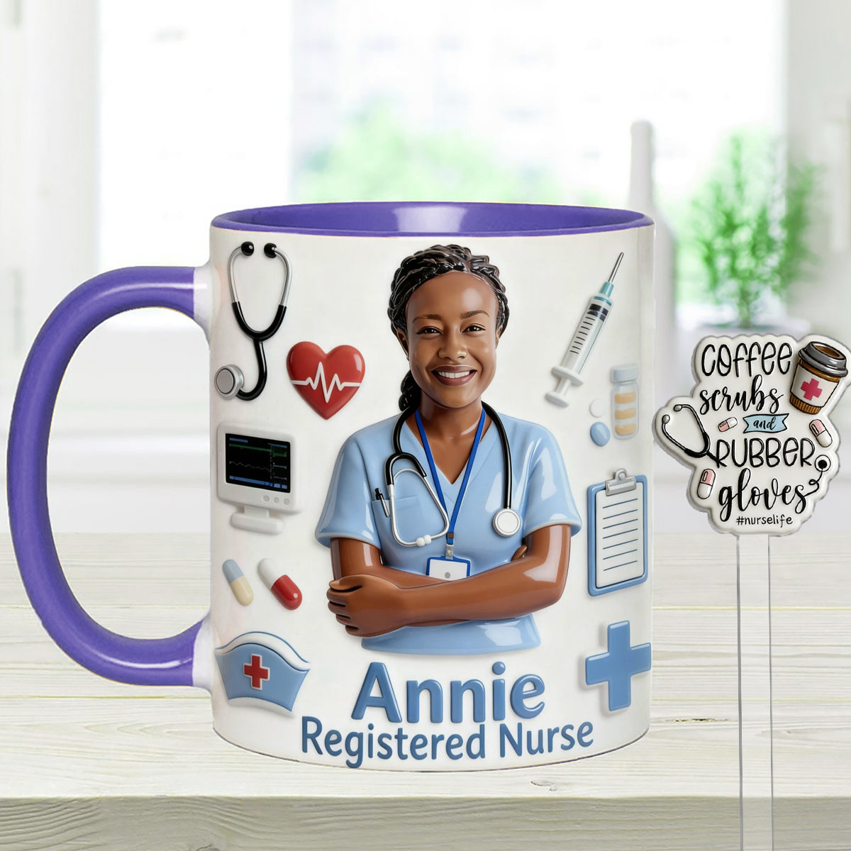 Vie d'infirmière - Mug personnalisé avec agitateurs en acrylique