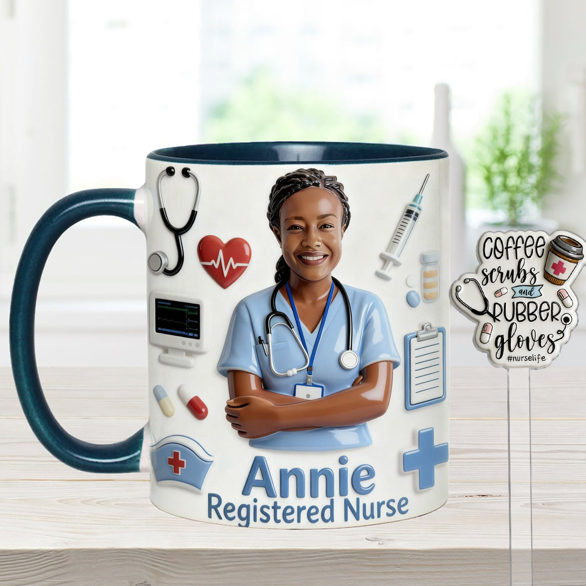 Vie d'infirmière - Mug personnalisé avec agitateurs en acrylique