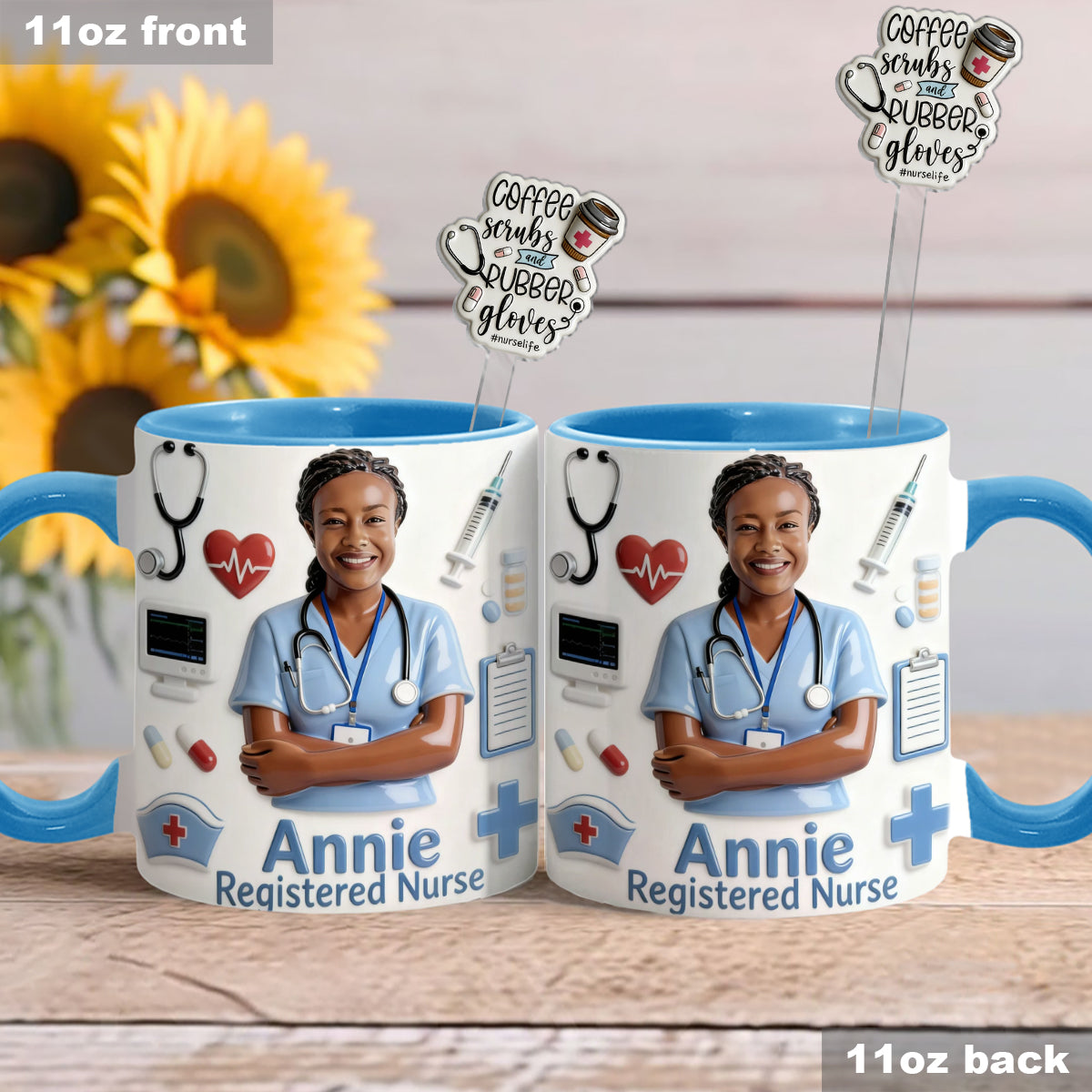 Vie d'infirmière - Mug personnalisé avec agitateurs en acrylique