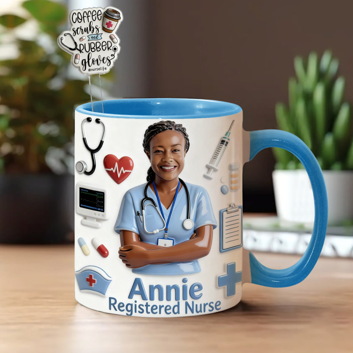 Vie d'infirmière - Mug personnalisé avec agitateurs en acrylique