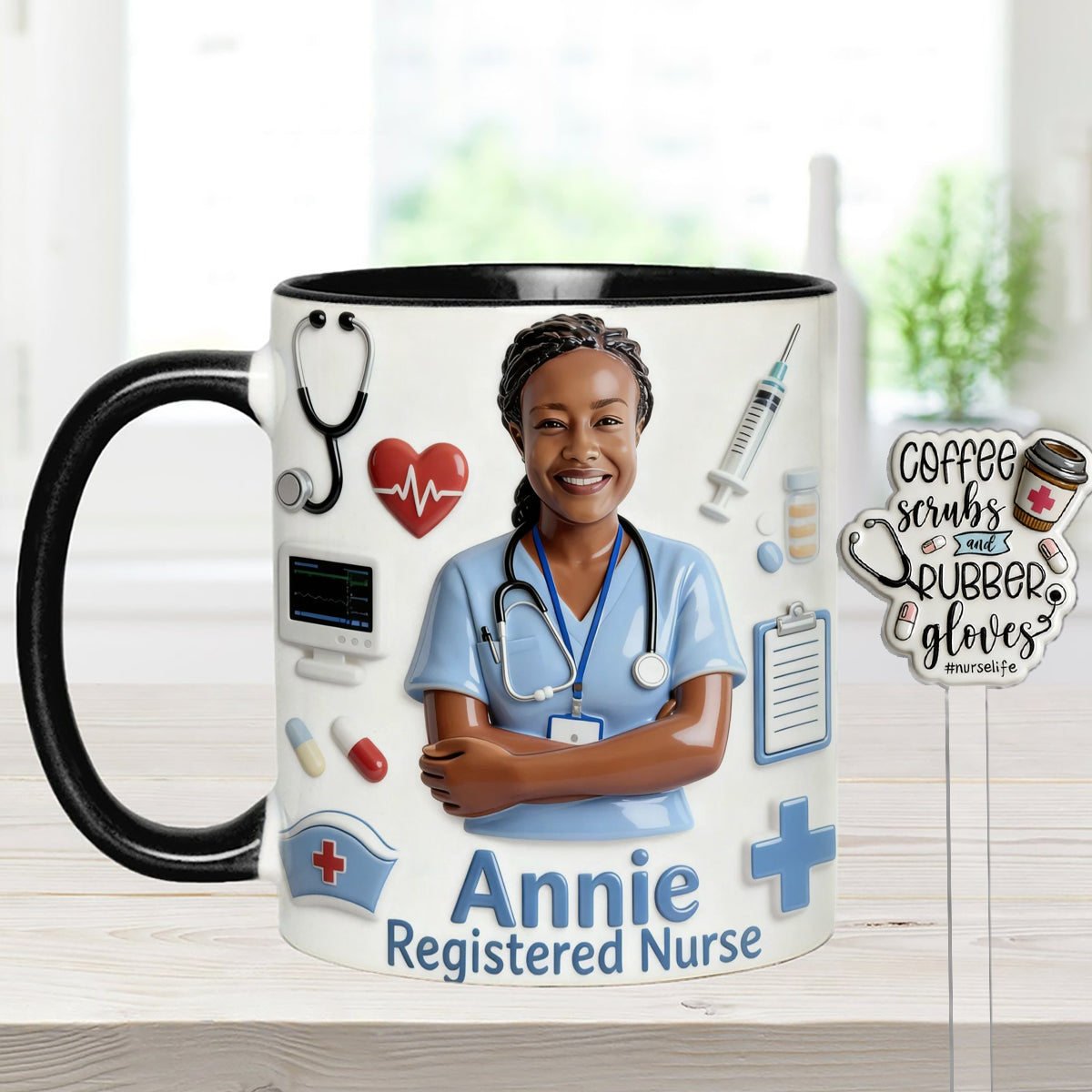 Vie d'infirmière - Mug personnalisé avec agitateurs en acrylique
