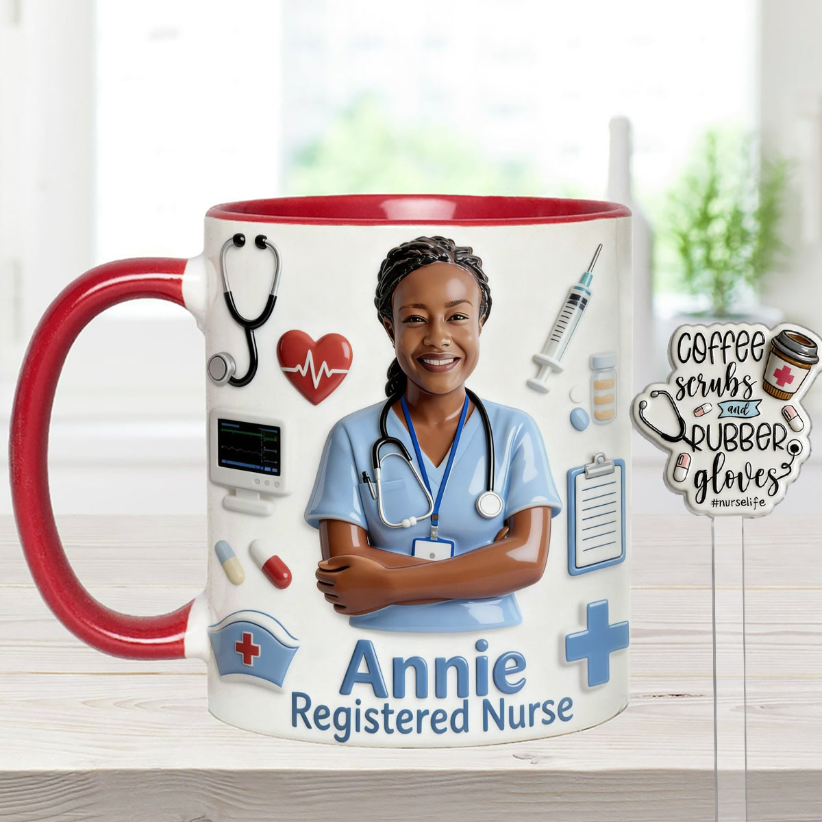 Vie d'infirmière - Mug personnalisé avec agitateurs en acrylique