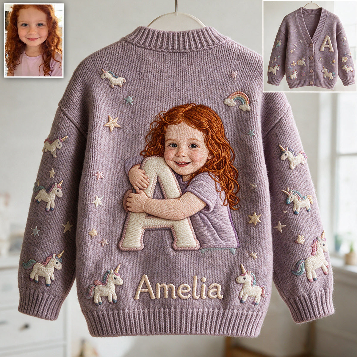 Alphabet Photo Personnalisé - Cardigan Enfant Sur Mesure