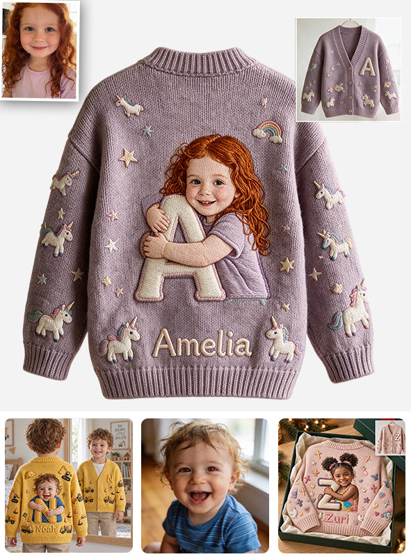 Alphabet Photo Personnalisé - Cardigan Enfant Sur Mesure