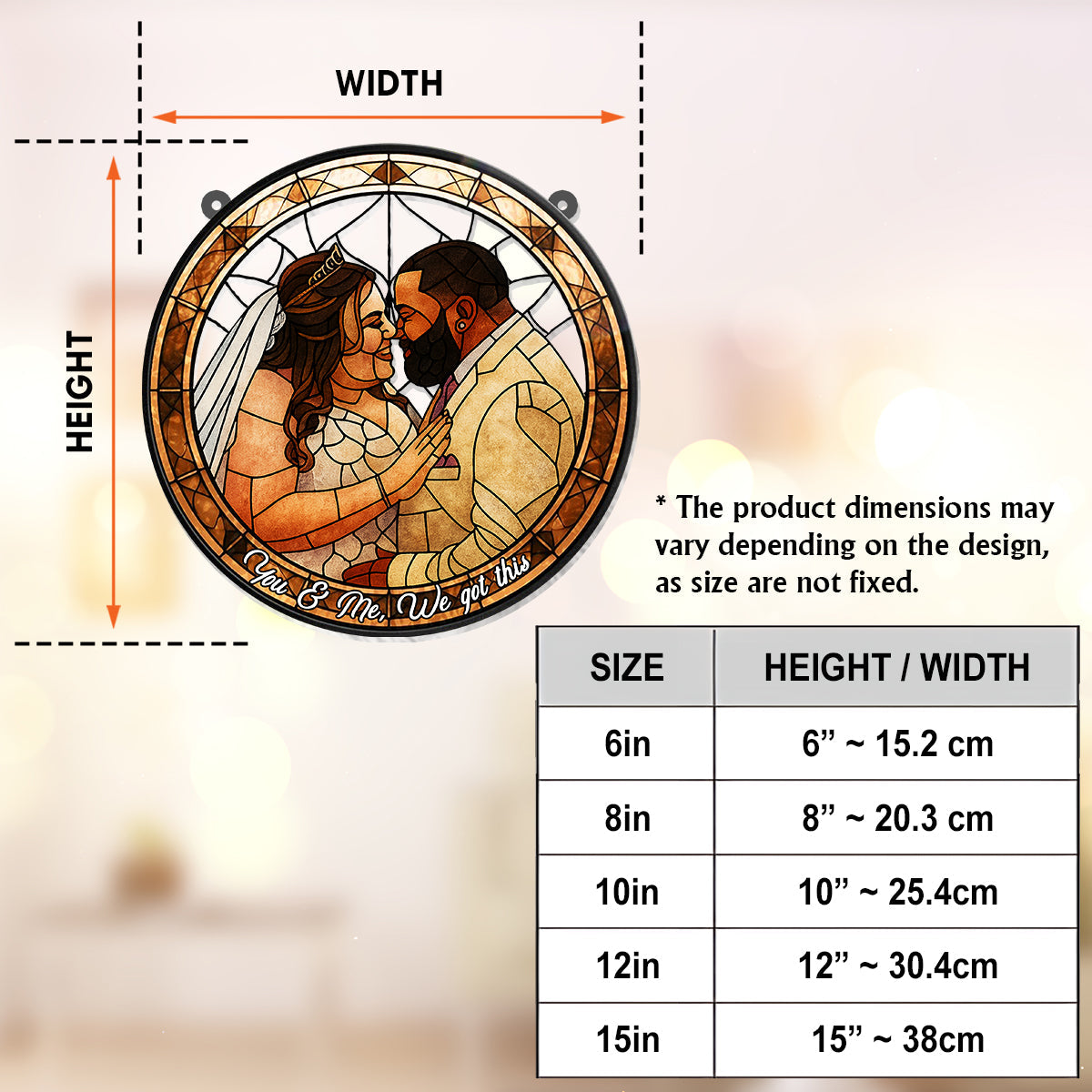 Custom Photo Portrait Couple Family Stained Glass Style - Personalized Couple Window Hanging Suncatcher Ornament