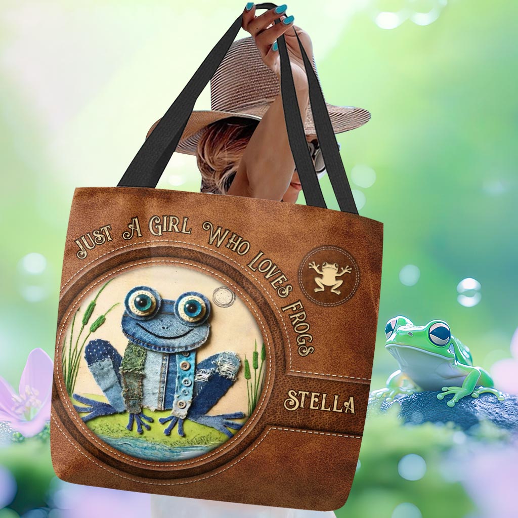 Sac fourre-tout grenouille en patchwork denim - Sac fourre-tout grenouille personnalisé