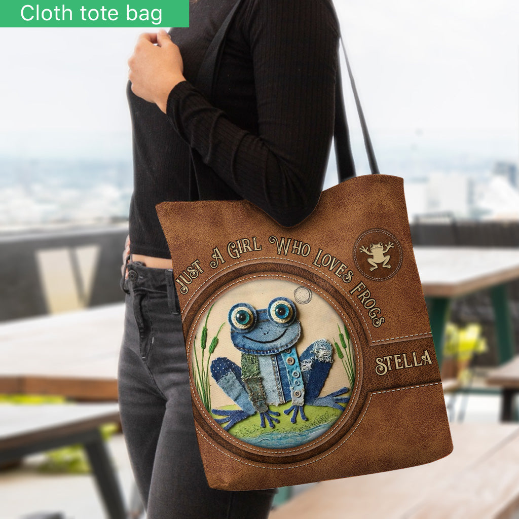 Sac fourre-tout grenouille en patchwork denim - Sac fourre-tout grenouille personnalisé