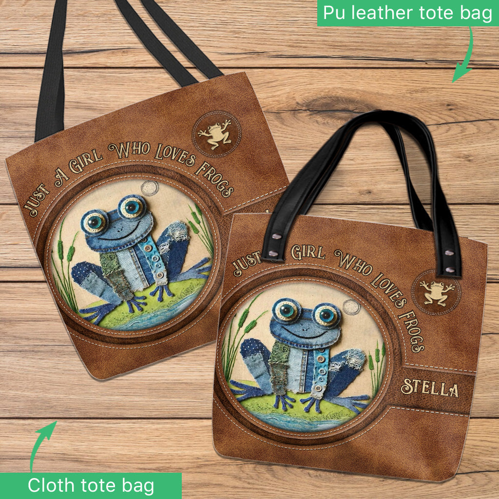 Sac fourre-tout grenouille en patchwork denim - Sac fourre-tout grenouille personnalisé