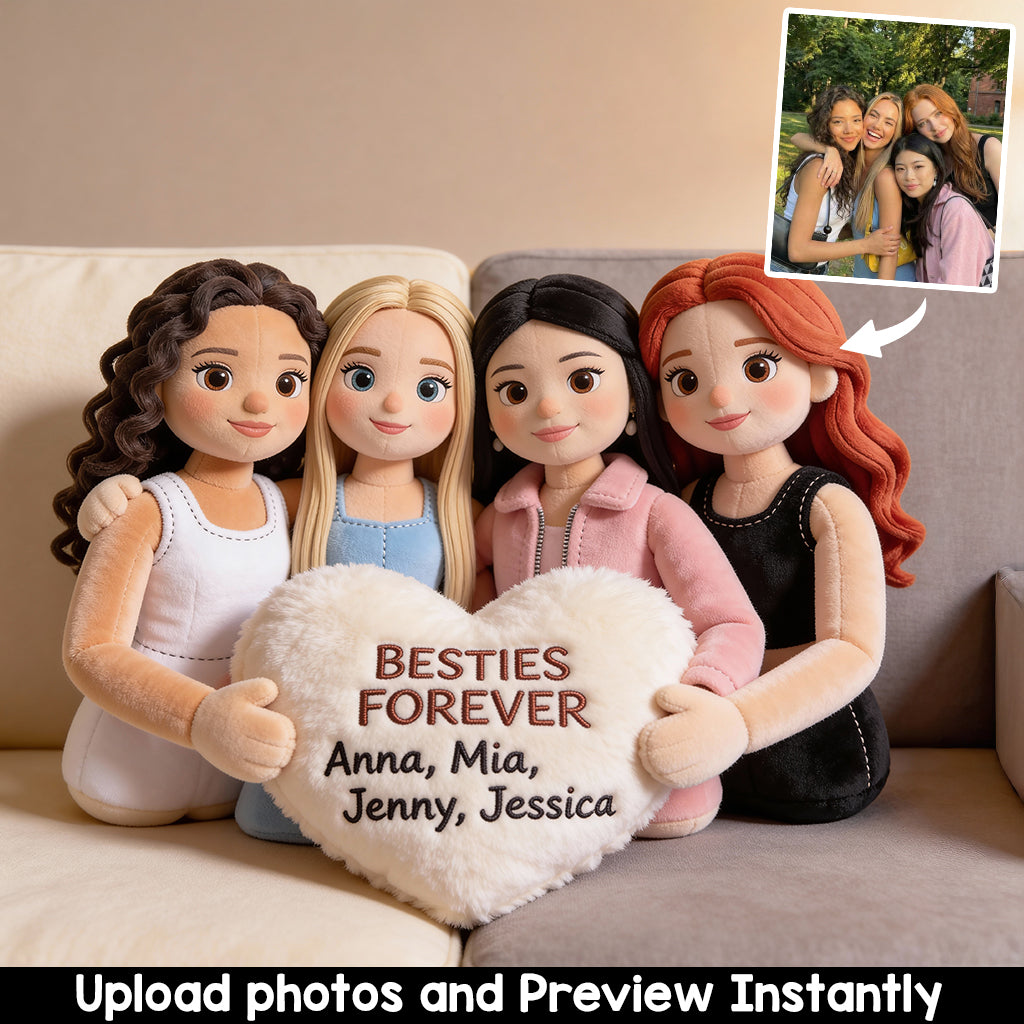 Meilleures amies pour toujours - Coussin personnalisé en fausse fourrure en forme de meilleure amie