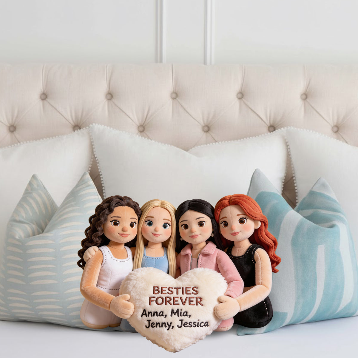 Meilleures amies pour toujours - Coussin personnalisé en fausse fourrure en forme de meilleure amie