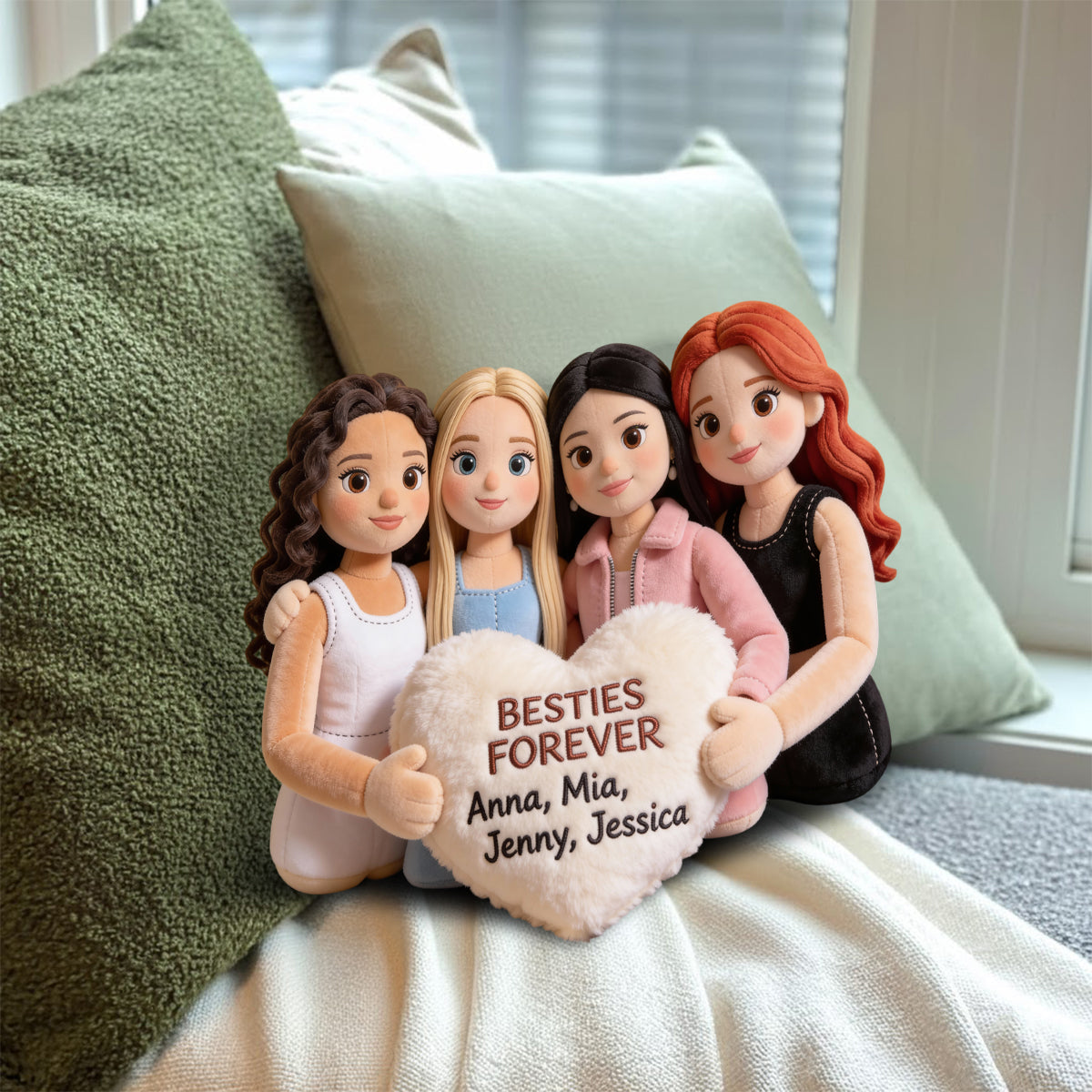 Meilleures amies pour toujours - Coussin personnalisé en fausse fourrure en forme de meilleure amie