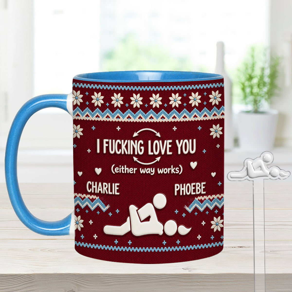 I F Love You Either Way Works - Personalized Spicy Couple Set Accent Mug with Acrylic Stirrers