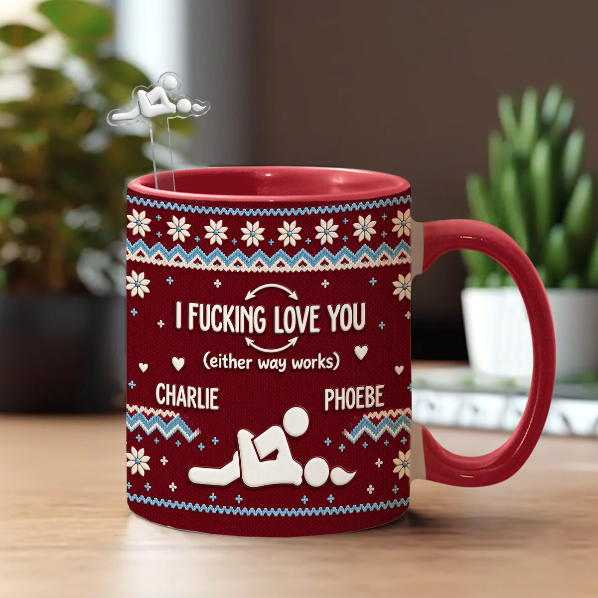 I F Love You Either Way Works - Personalized Spicy Couple Set Accent Mug with Acrylic Stirrers