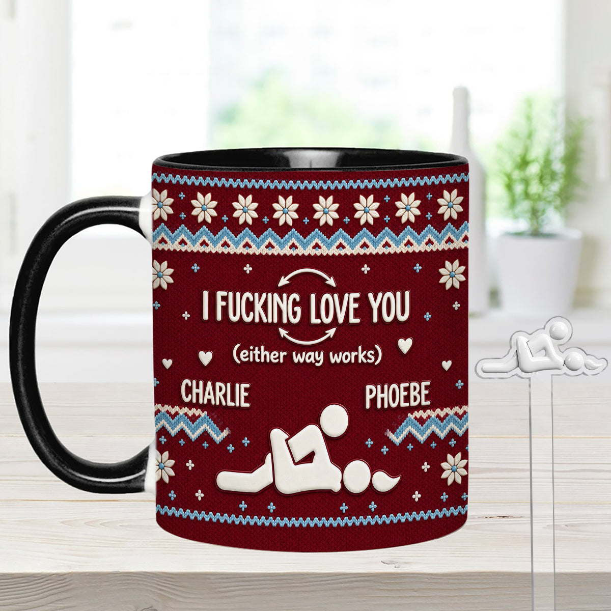 I F Love You Either Way Works - Personalized Spicy Couple Set Accent Mug with Acrylic Stirrers
