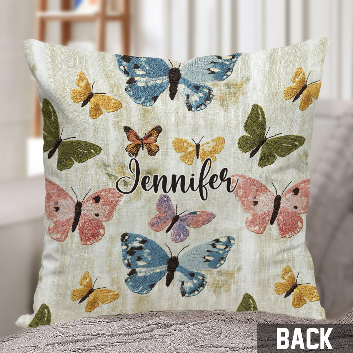 Schmetterlingsgarten – Personalisiertes Schmetterlings-Dekokissen