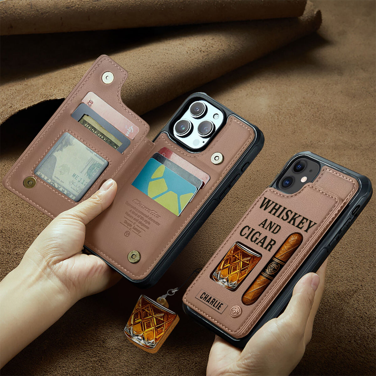 Whiskey & Cigar - Personalisierte Whisky-Handyhülle