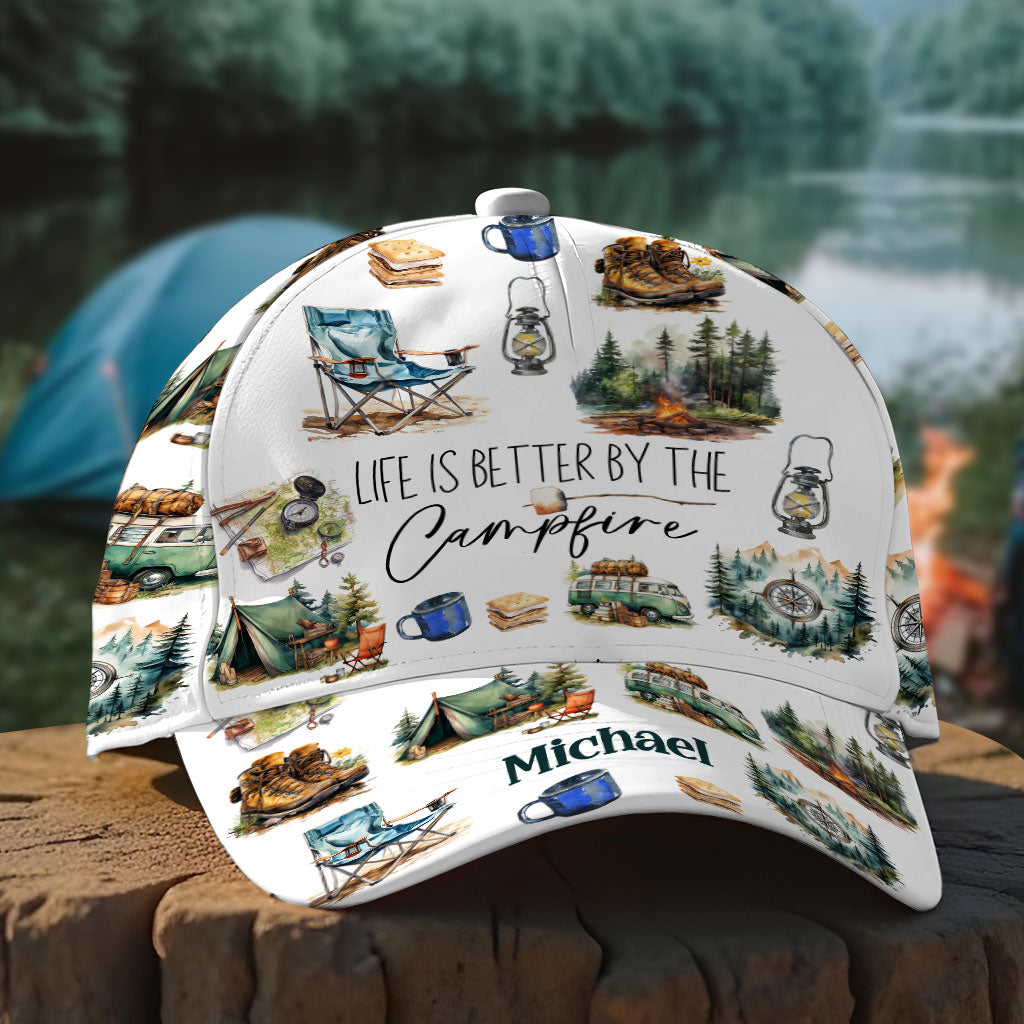 Das Leben ist schöner mit Lagerfeuer – Personalisierte Camping-Klassiker-Kappe