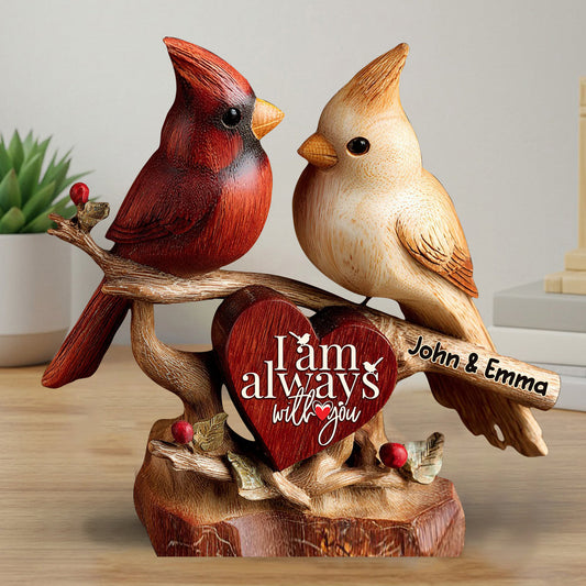 Cardinals I'm Always With You - Personalized Couple Custom Shaped Wood Plaque