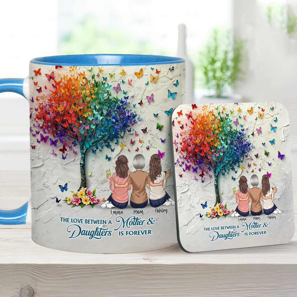 Mother And Daughter Forever Linked Together - Personalized Mother Accent Mug