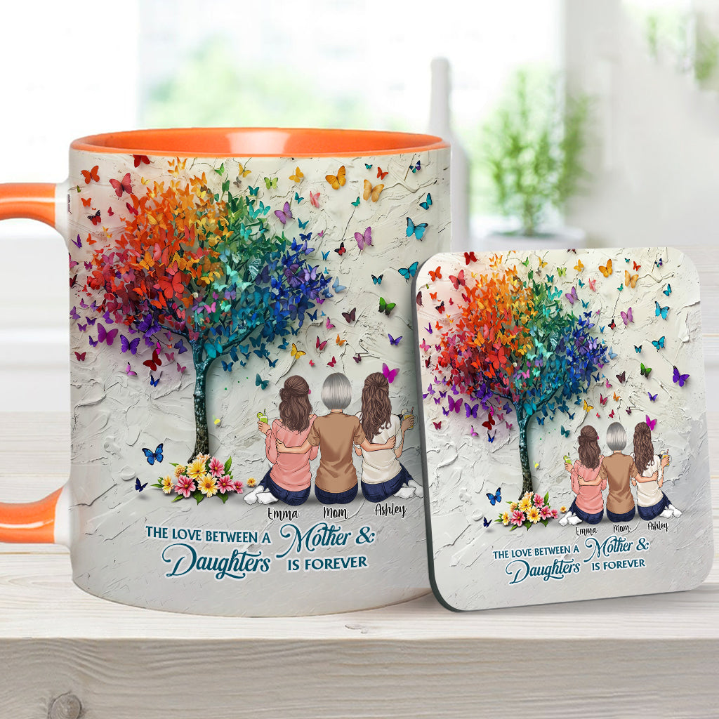 Mother And Daughter Forever Linked Together - Personalized Mother Accent Mug